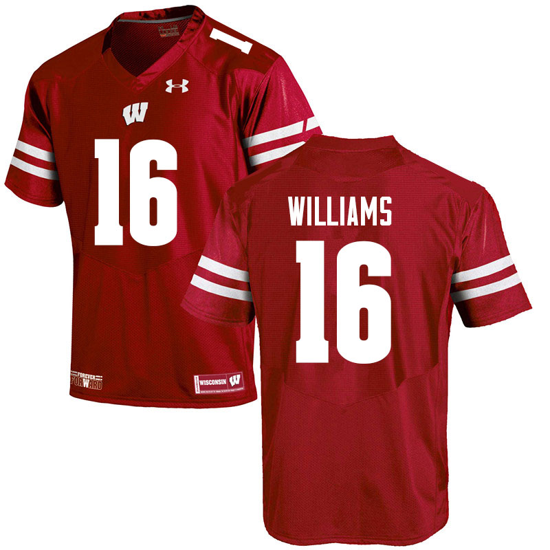 Wisconsin Badgers Men's #16 Amaun Williams NCAA Under Armour Authentic Red College Stitched Football Jersey XL40G02GG